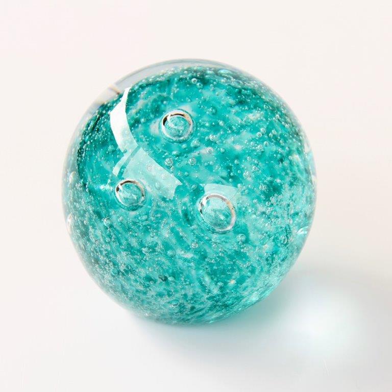 Large Aqua Glass Paperweight